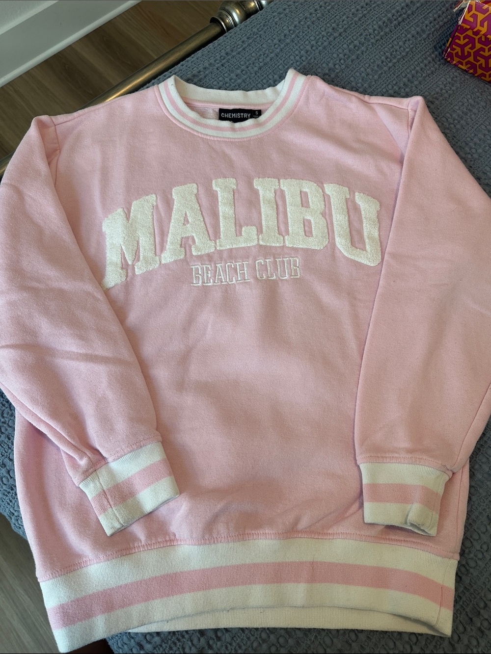 Chemistry Pink 'Malibu Beach Club' Chenille Sweatshirt